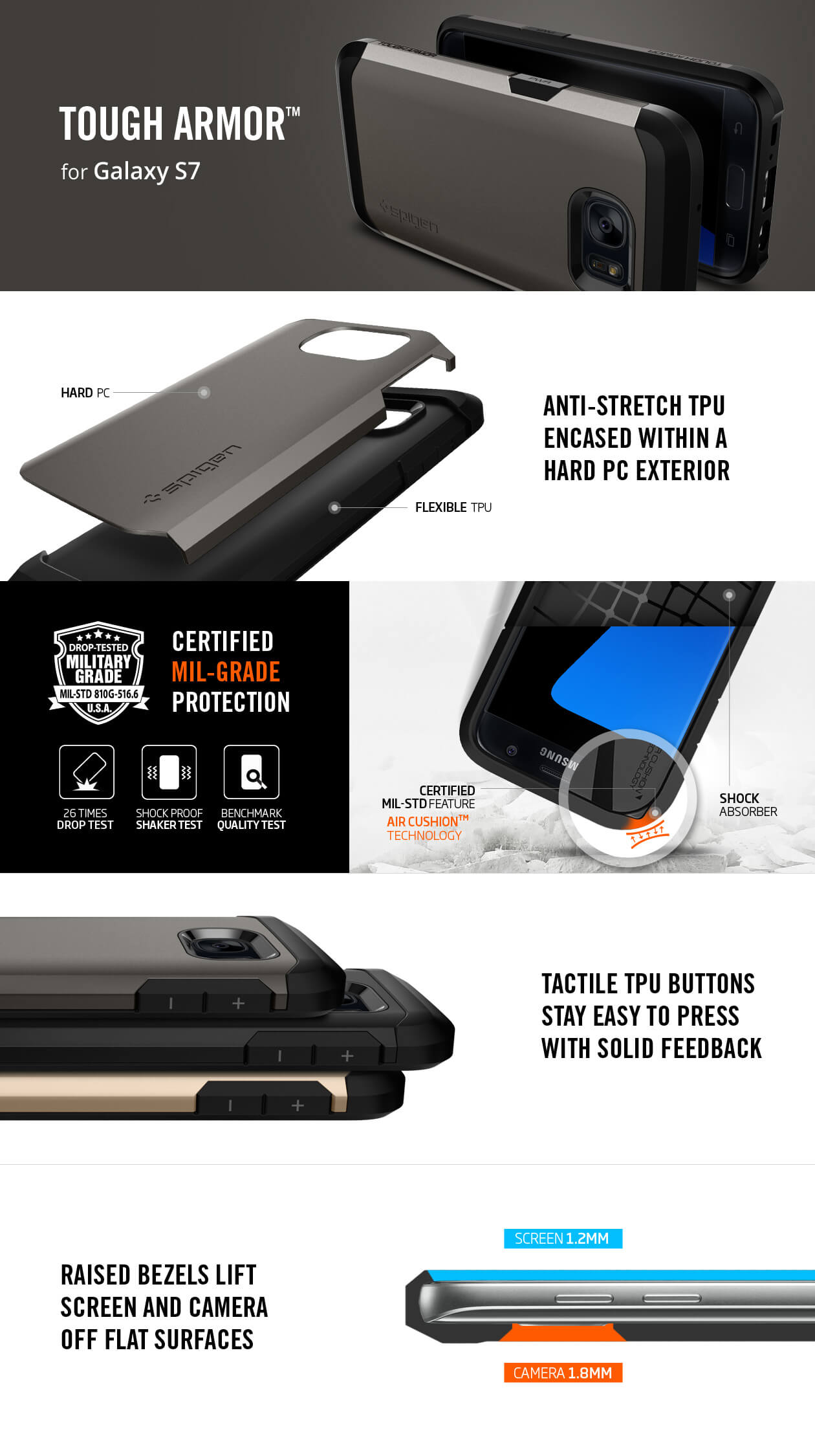 Spigen® Tough Armor SGP 555CS20020 Samsung Galaxy S7 Case – Black