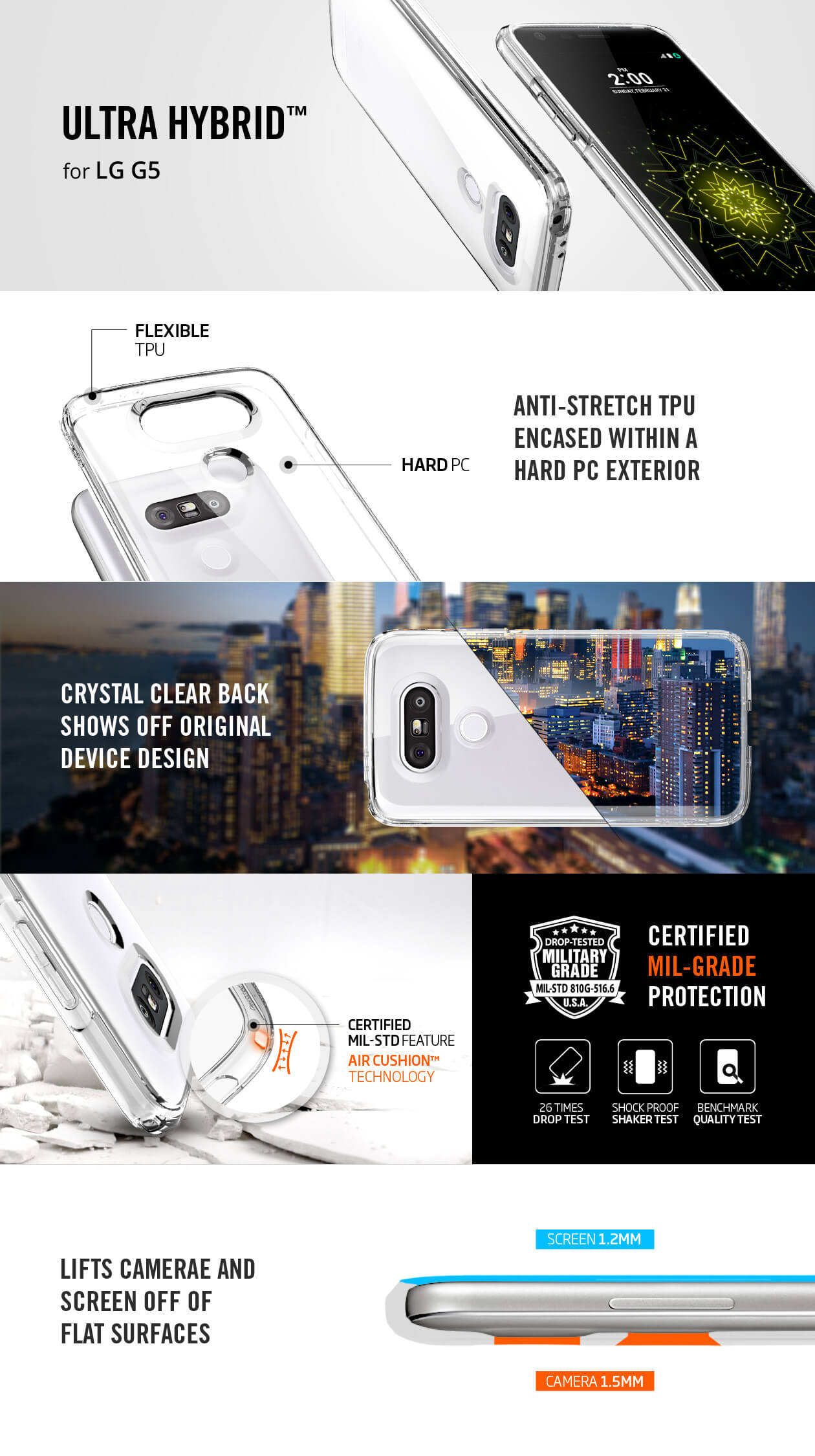 Spigen® Ultra Hybrid SGP A18CS20129 LG G5 Case – Crystal
