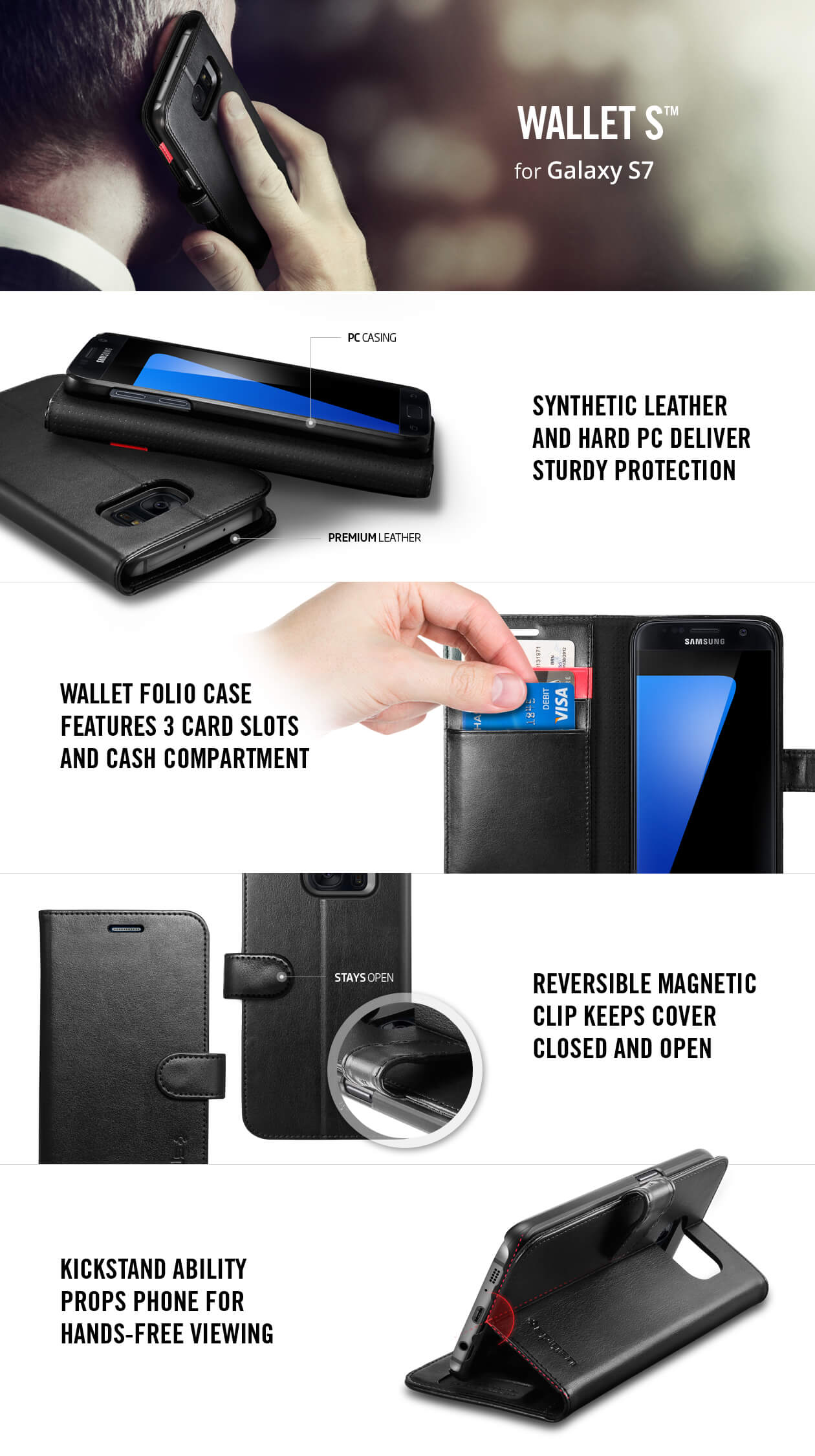 Spigen® Wallet S™ SGP 555CS20027 Samsung Galaxy S7 Case - Black