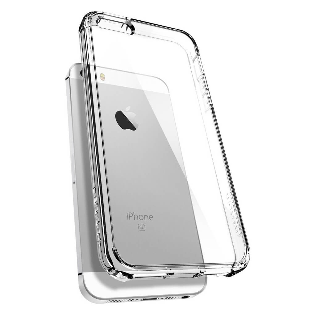 For iPhone SE (2016), 5S, 5 Case, Spigen Ultra Hybrid Clear Slim Cover -  Black