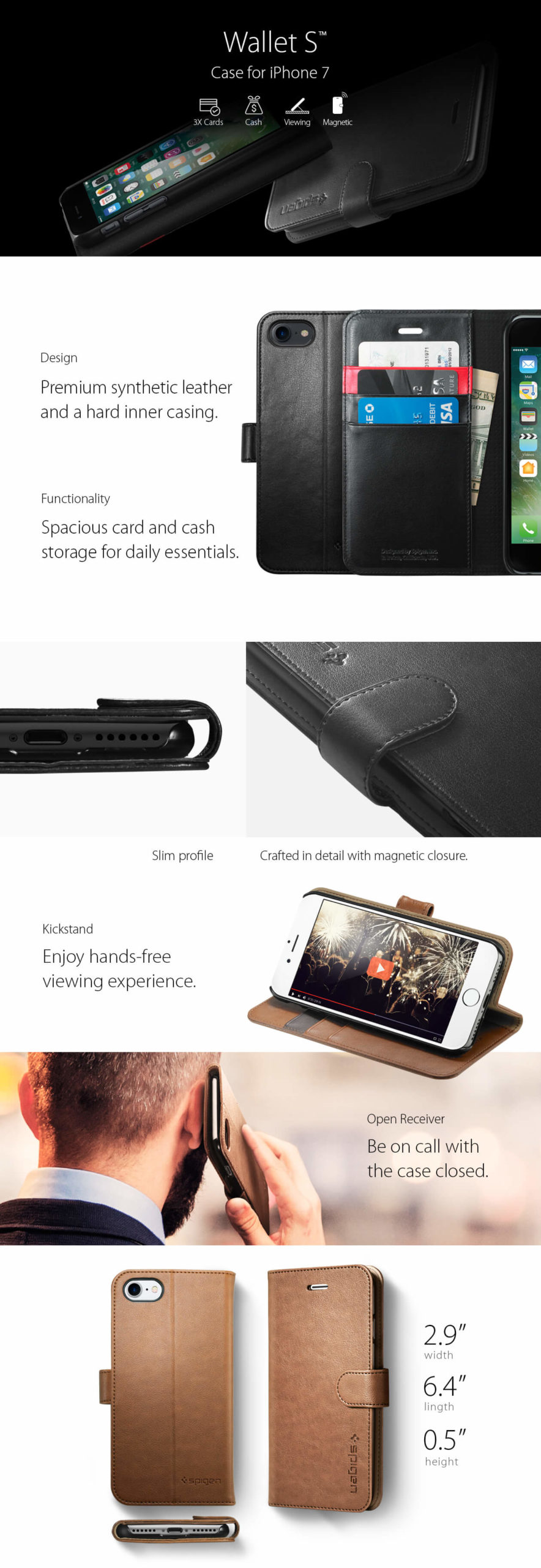 Spigen® Wallet S™ 042CS20545 iPhone 8 / 7 Case - Black