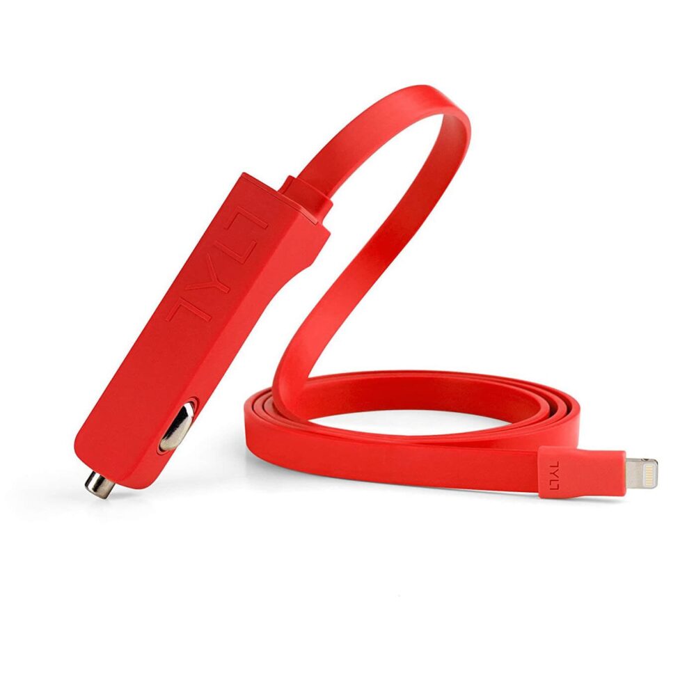 Tylt® Ribbn 4.8A Lightning Car Charger - Red