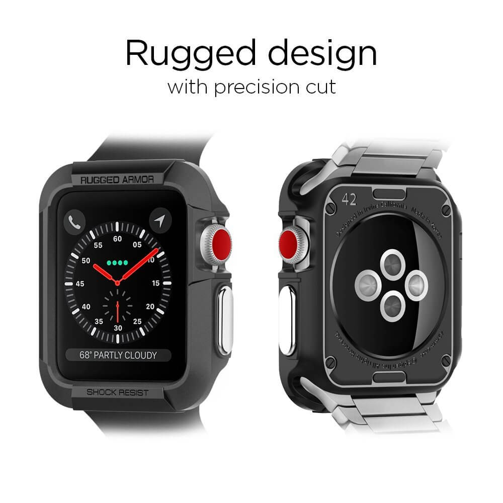 Spigen® Rugged Armor™ SGP11496 Apple Watch Series 3/2/1 (42mm) Case - Black