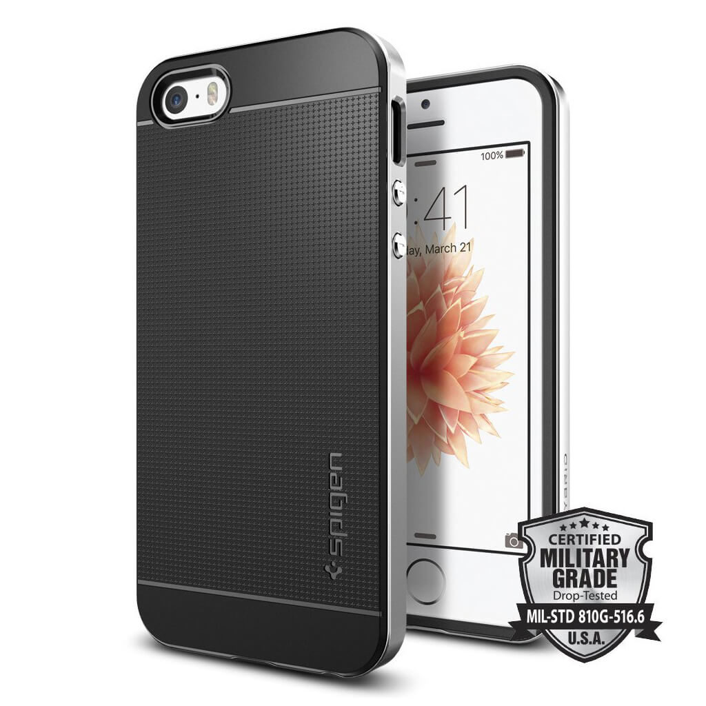 Spigen® Neo Hybrid 041CS20185 iPhone SE/5s/5 Case - Satin Silver