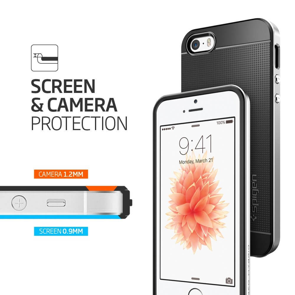 Spigen® Neo Hybrid 041CS20185 iPhone SE/5s/5 Case - Satin Silver