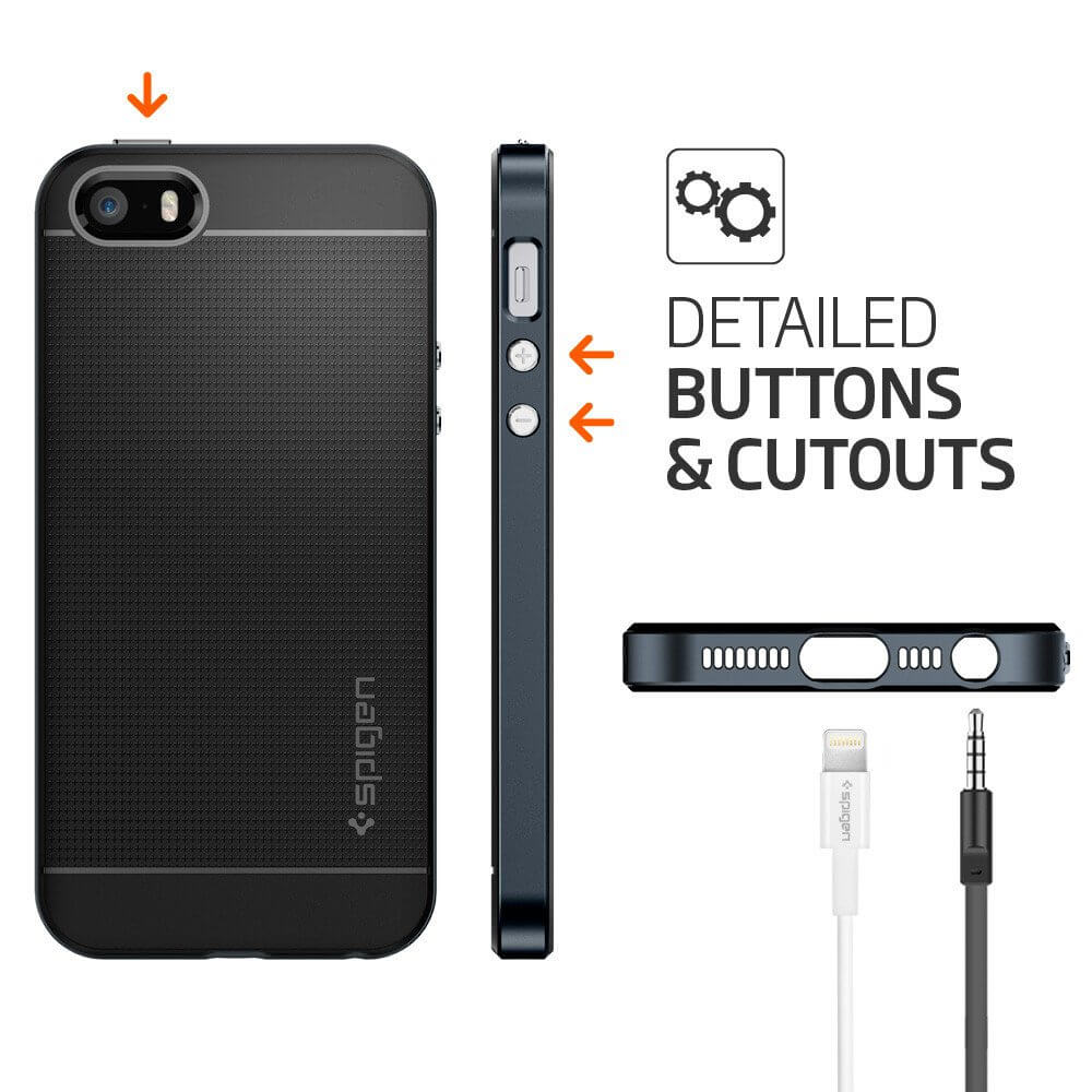 Spigen® Neo Hybrid 041CS20253 iPhone SE/5s/5 Case - Metal Slate