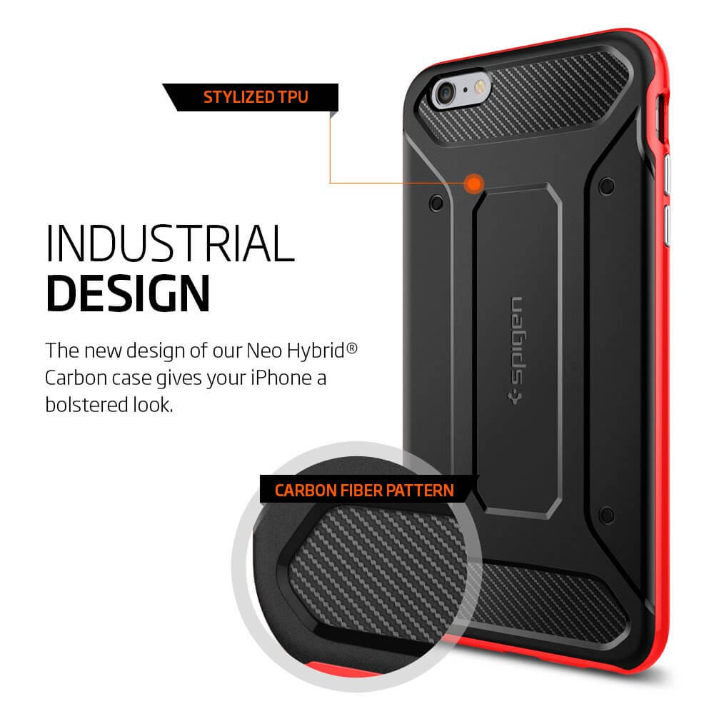 Spigen® Neo Hybrid Carbon SGP11668 iPhone 6s Plus/6 Plus Case - Dante Red