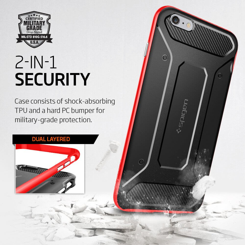 Spigen® Neo Hybrid Carbon SGP11668 iPhone 6s Plus/6 Plus Case - Dante Red