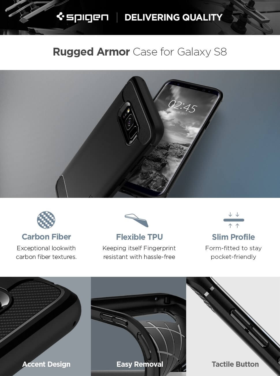 Spigen® Rugged Armor 565CS21609 Samsung Galaxy S8 - Black