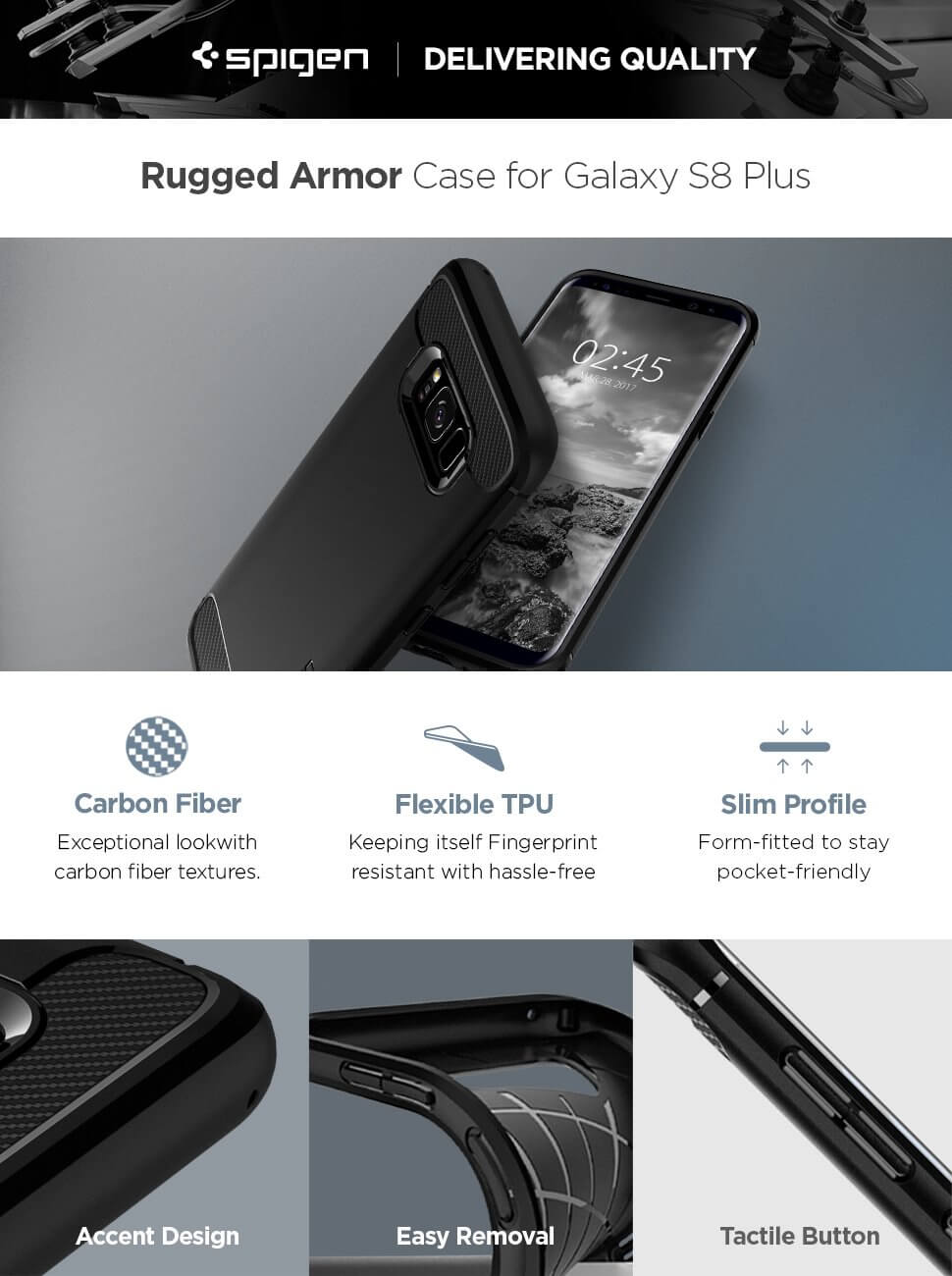 Spigen® Rugged Armor 571CS21661 Samsung Galaxy S8+ Plus - Black