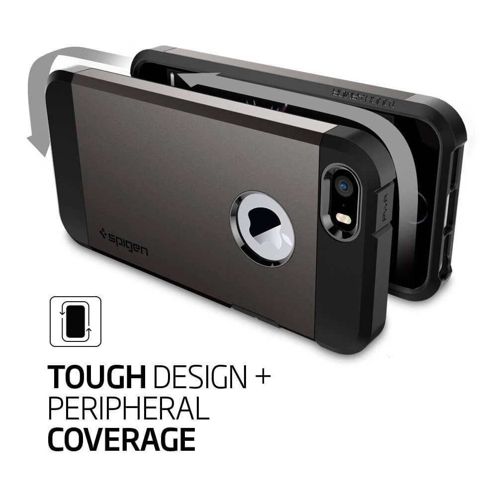 Spigen® Tough Armor 041CS20188 iPhone SE/5s/5 Case - Gunmetal