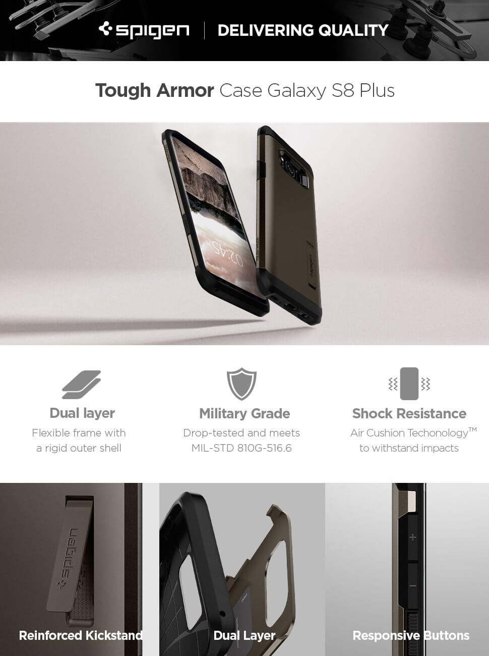 Spigen® Tough Armor 571CS21693 Samsung Galaxy S8+ Plus - Gunmetal