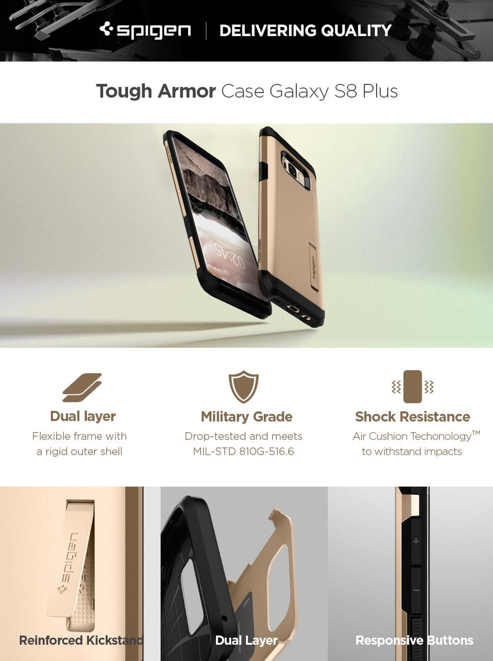 Spigen® Tough Armor 571CS21694 Samsung Galaxy S8+ Plus - Gold Maple