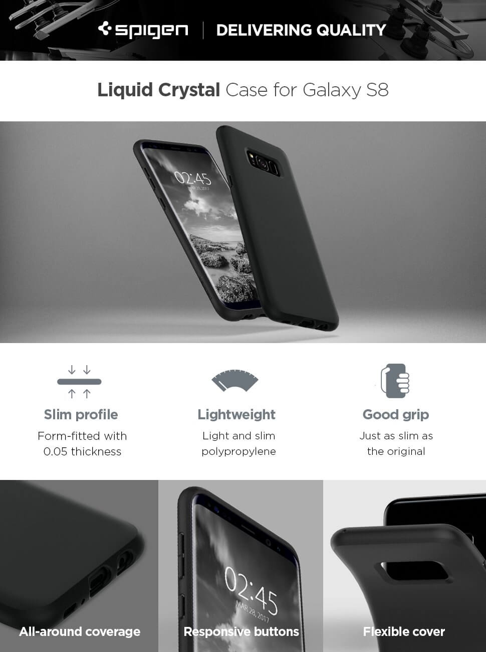Spigen® Liquid Crystal™ 565CS21613 Samsung Galaxy S8 Case - Matte Black