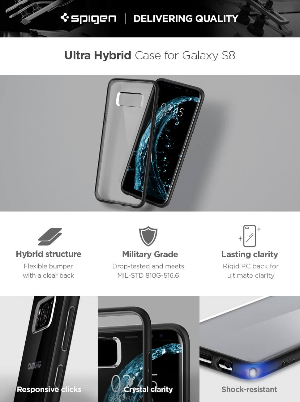 Spigen® Ultra Hybrid™ 565CS21628 Samsung Galaxy S8 Case - Matte Black