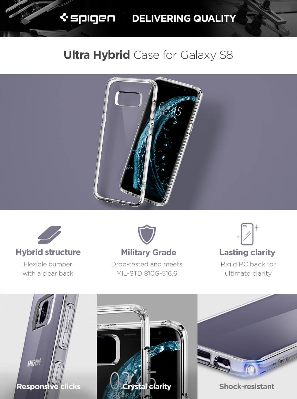 Spigen® Ultra Hybrid™ 565CS21631 Samsung Galaxy S8 Case - Crystal Clear