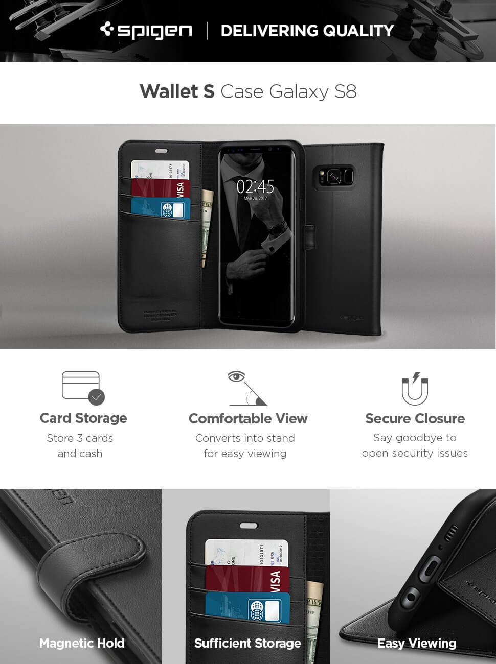 Spigen® Wallet S™ 565CS21635 Samsung Galaxy S8 Case - Black