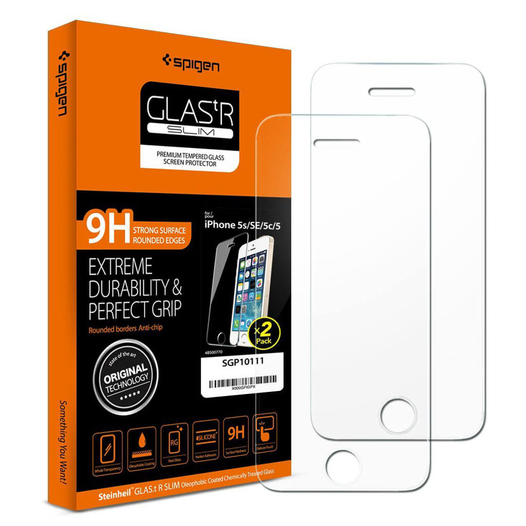 Spigen® x2 Pack GLAS.tR SLIM™ HD SGP10111 iPhone SE/5s/5/5C Premium Real Glass