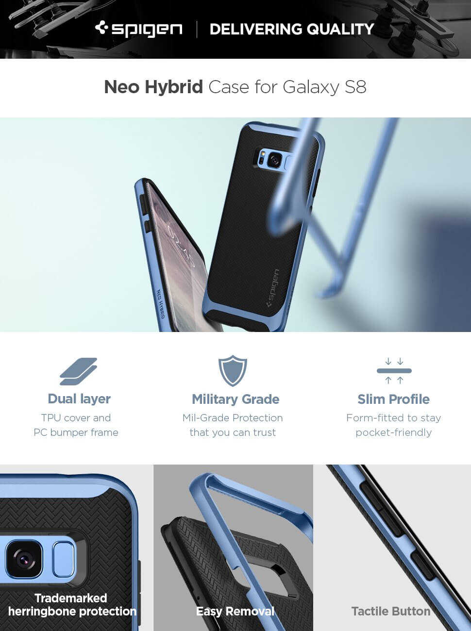 Spigen® Neo Hybrid™ 565CS21598 Samsung Galaxy S8 Case - Blue Coral