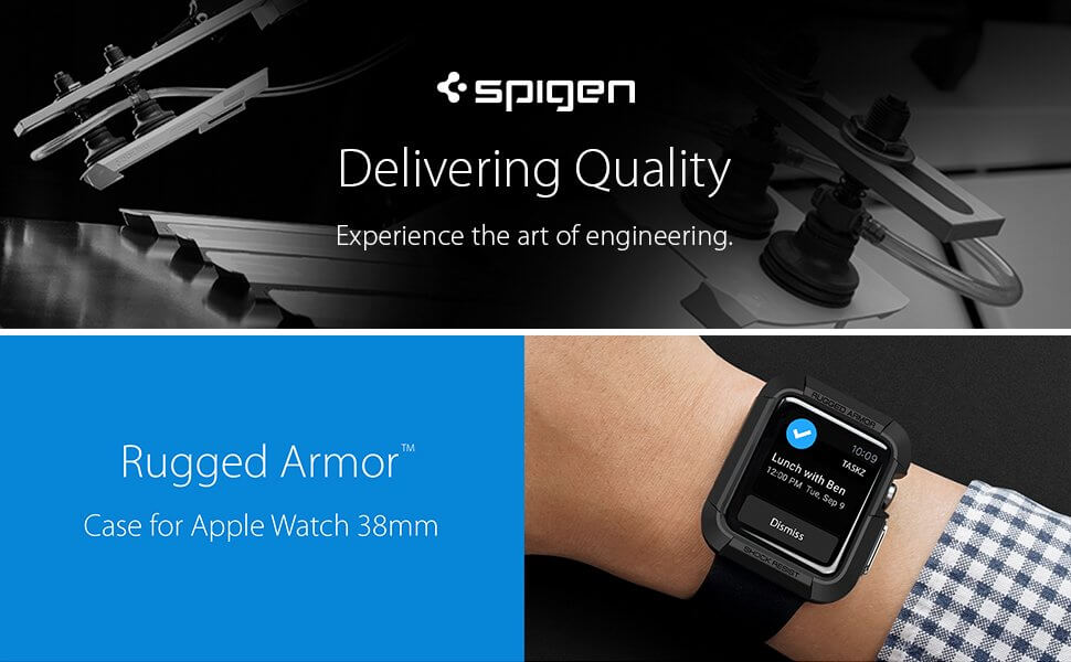 Spigen® Rugged Armor™ SGP11485 Apple Watch Series 3/2/1 (38mm) Case - Black
