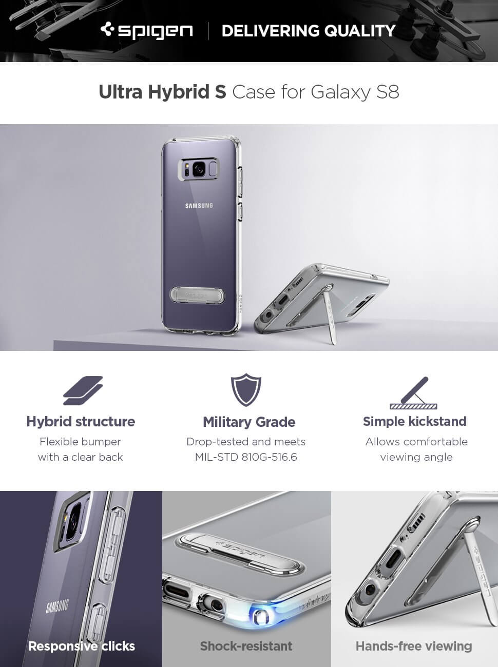 Spigen® Ultra Hybrid S™ 565CS21634 Samsung Galaxy S8 Case - Crystal Clear