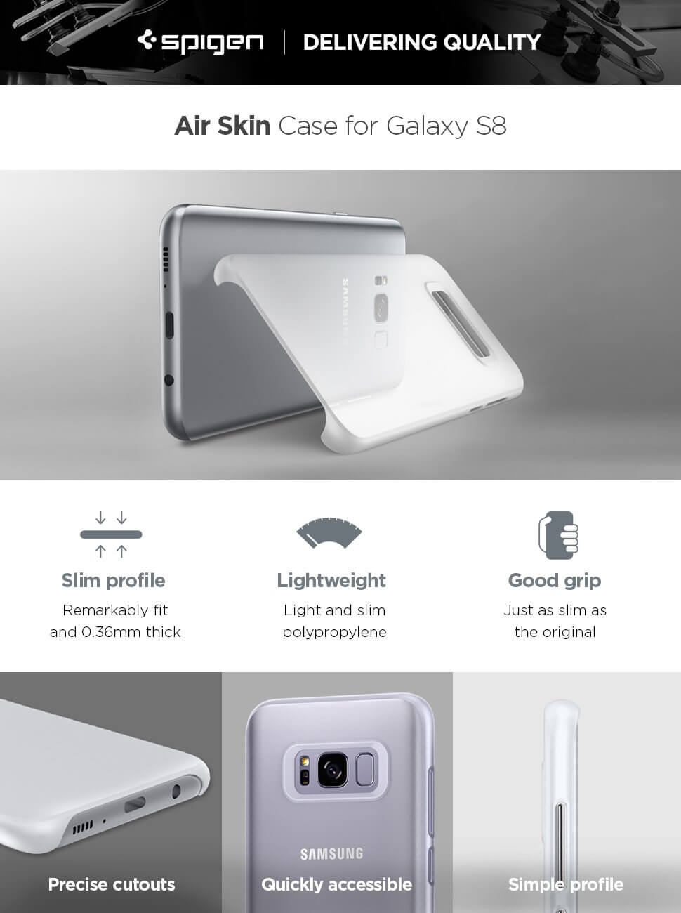Spigen® AirSkin™ 565CS21627 Samsung Galaxy S8 Case - Soft Clear