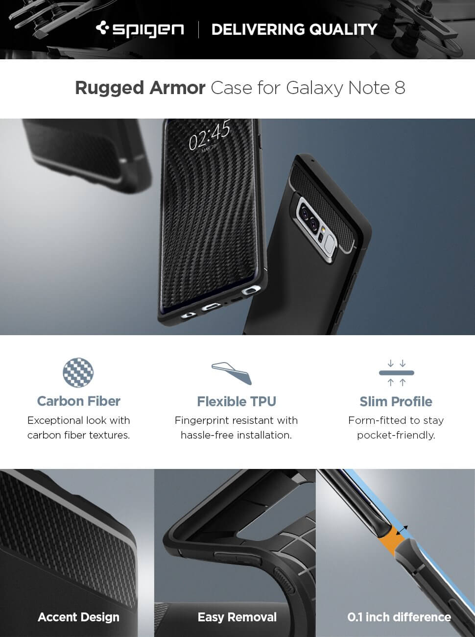 Spigen® Rugged Armor™ 587CS22061 Samsung Galaxy Note 8 Case - Black