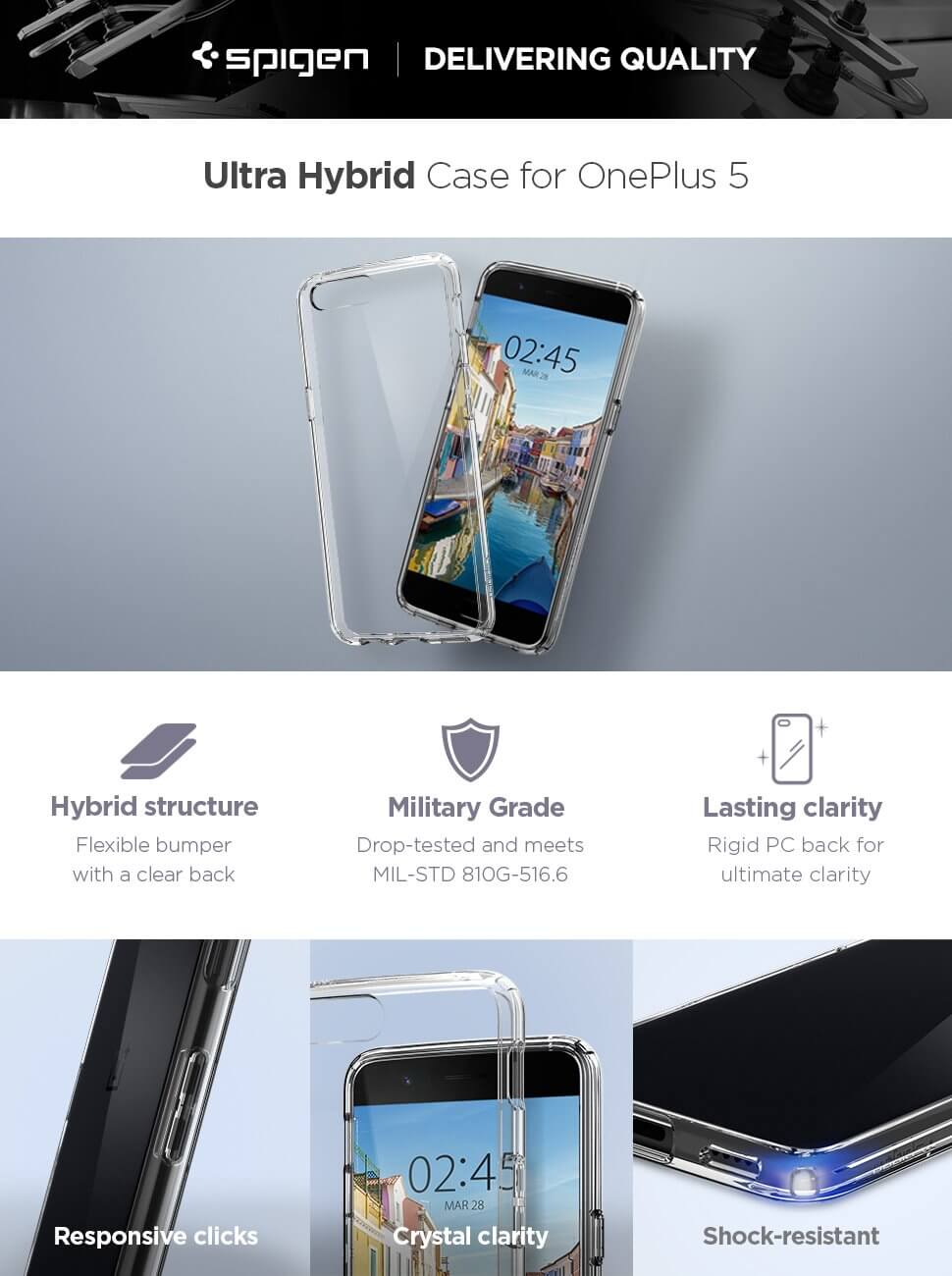 Spigen® Ultra Hybrid™ K04CS21514 OnePlus 5 Case - Crystal Clear