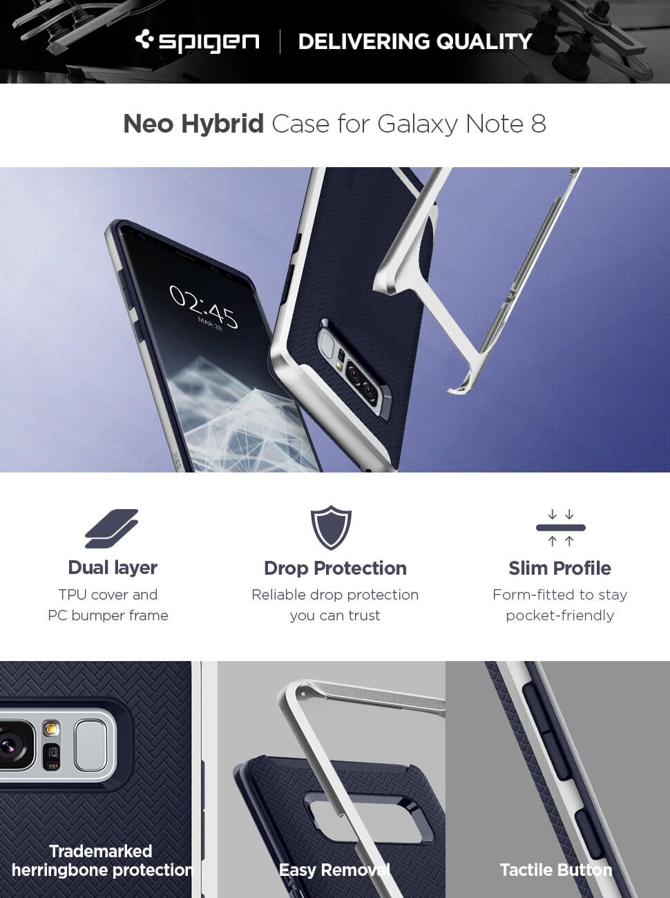 Spigen® Neo Hybrid™ 587CS22086 Samsung Galaxy Note 8 Case - Arctic Silver
