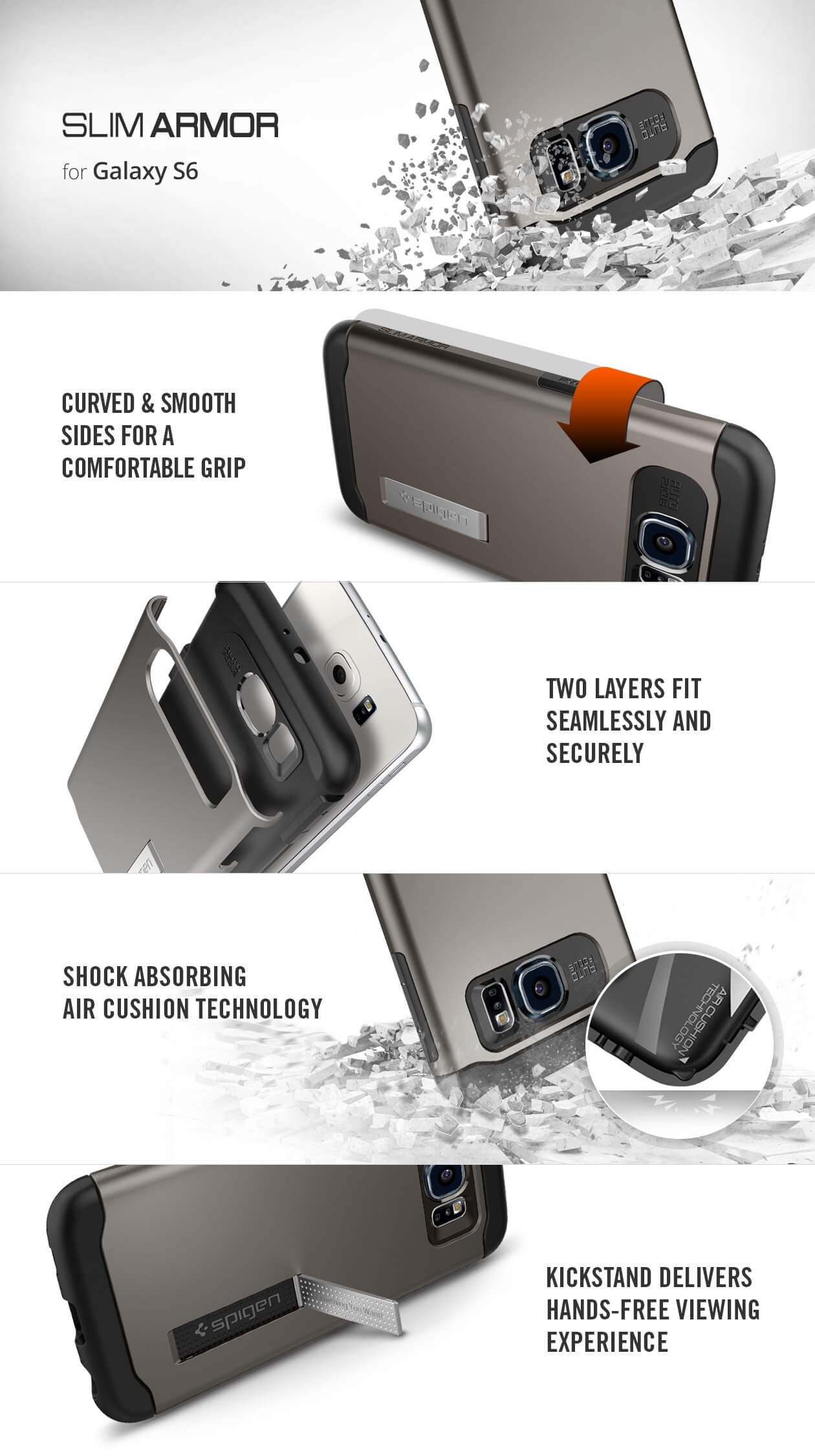 Spigen® Slim Armor™ SGP11330 Samsung Galaxy S6 Case - Gunmetal