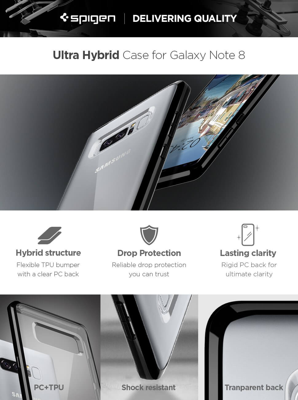 Spigen® Ultra Hybrid™ 587CS22065 Samsung Galaxy Note 8 Case - Midnight Black