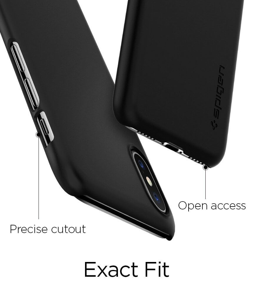 Spigen® Thin Fit™ 057CS22108 iPhone X Case - Matte Black