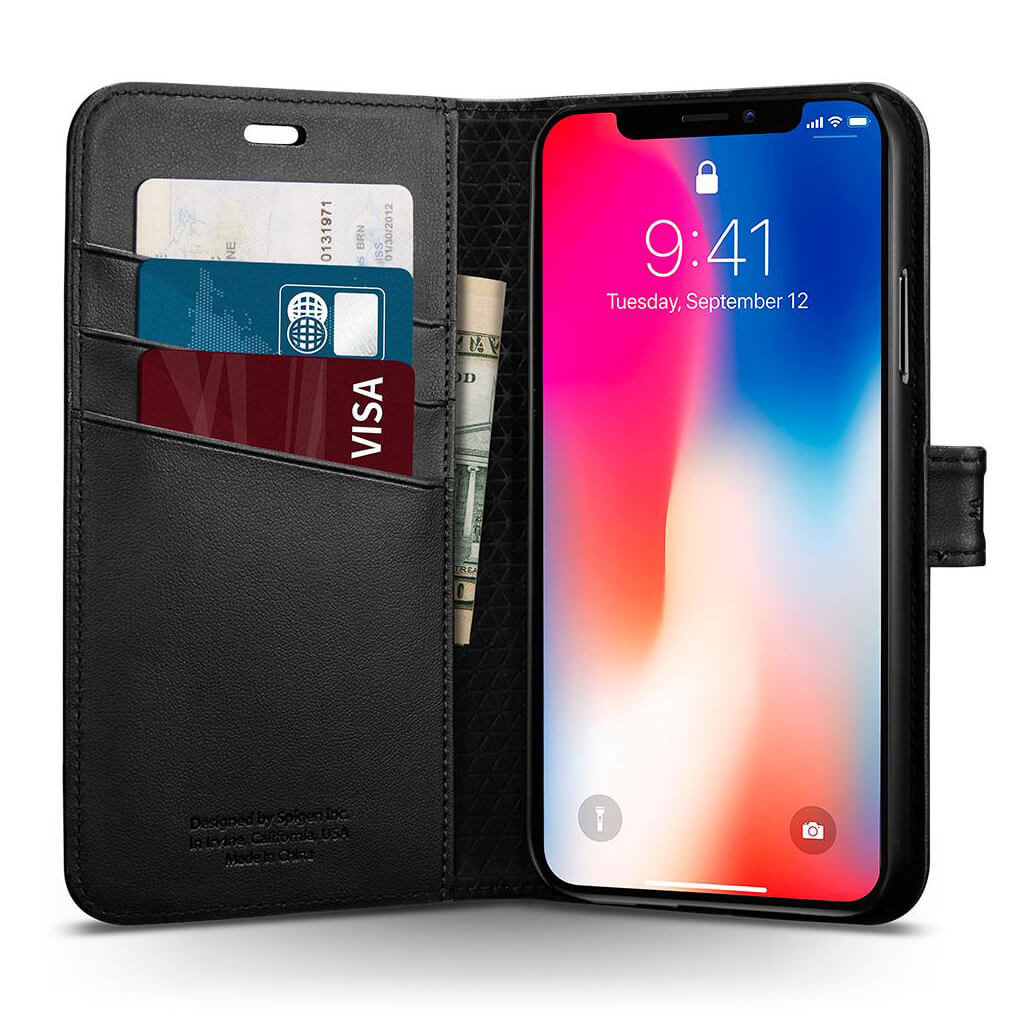 Spigen® Wallet S™ 057CS22176 iPhone X Case - Black