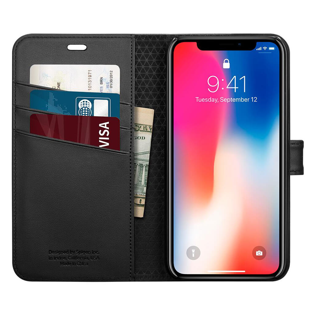 Spigen® Wallet S™ 057CS22176 iPhone XS / X Case Black Spaceboy*