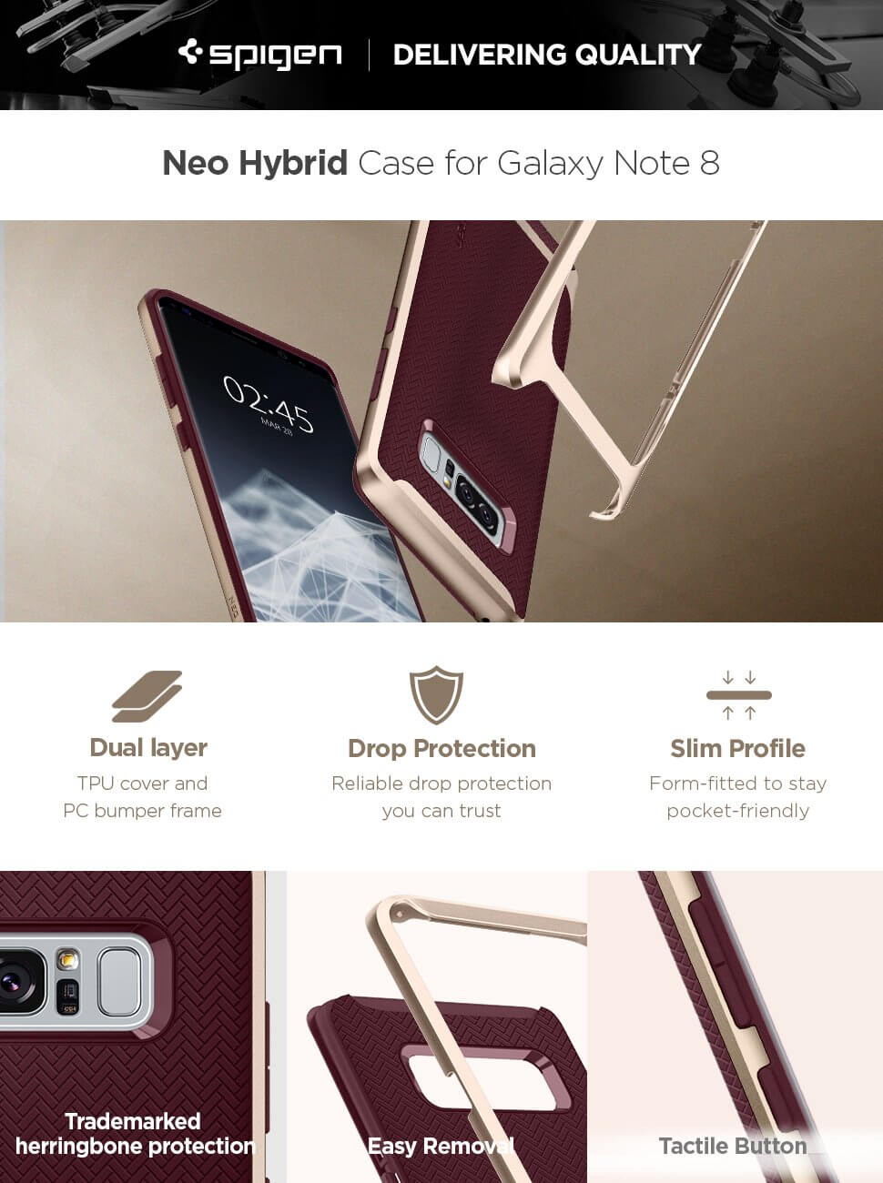 Spigen® Neo Hybrid™ 587CS22087 Samsung Galaxy Note 8 Case - Burgundy