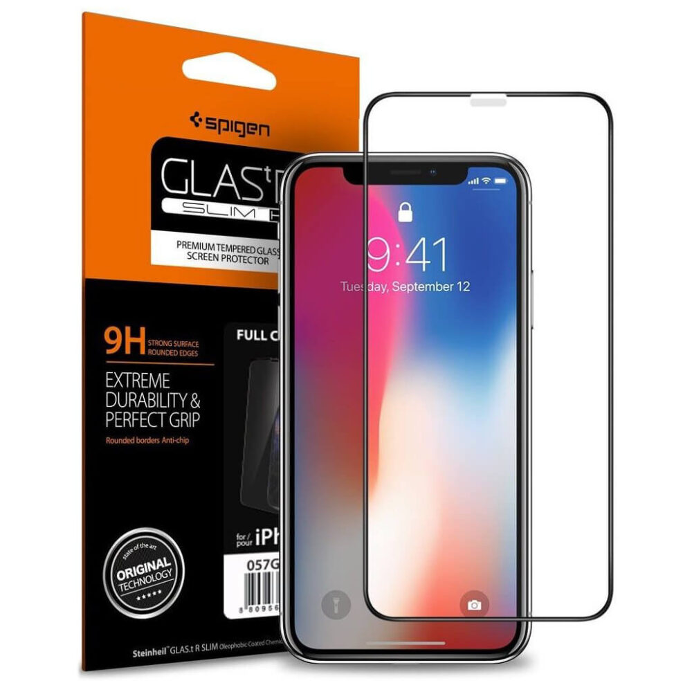 Spigen® GLAS.tR SLIM™ HD FULL COVER iPhone XS / X Premium Tempered Glass Screen Protector