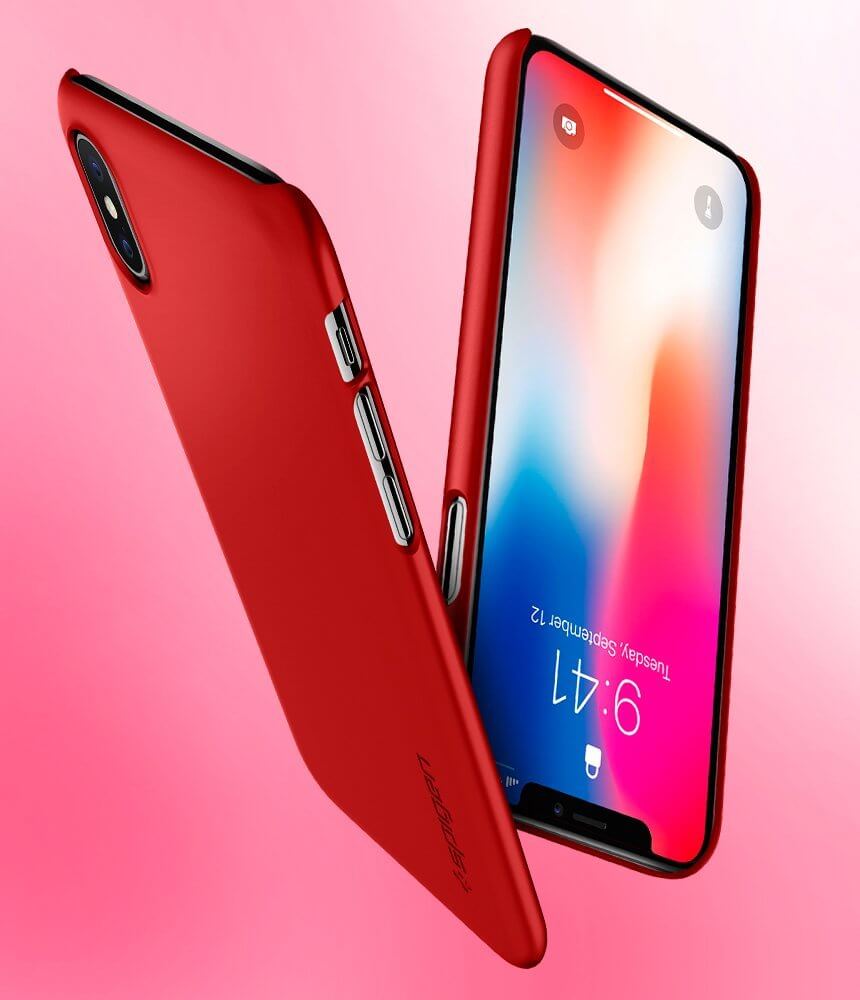Spigen® Thin Fit™ 057CS22109 iPhone X Case - Metallic Red