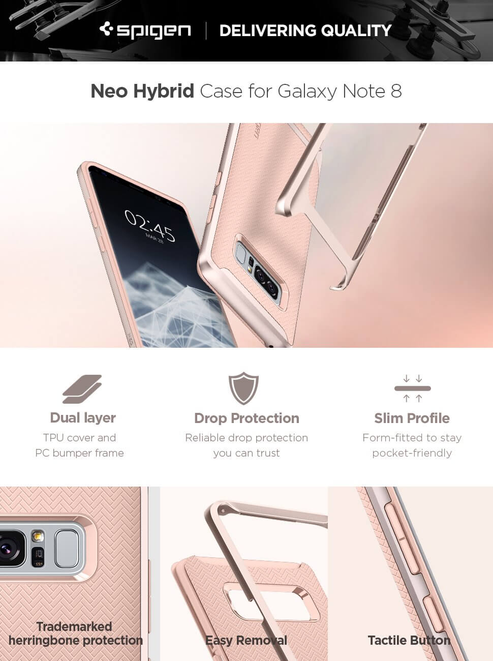 Spigen® Neo Hybrid™ 587CS22088 Samsung Galaxy Note 8 Case - Pale Dogwood