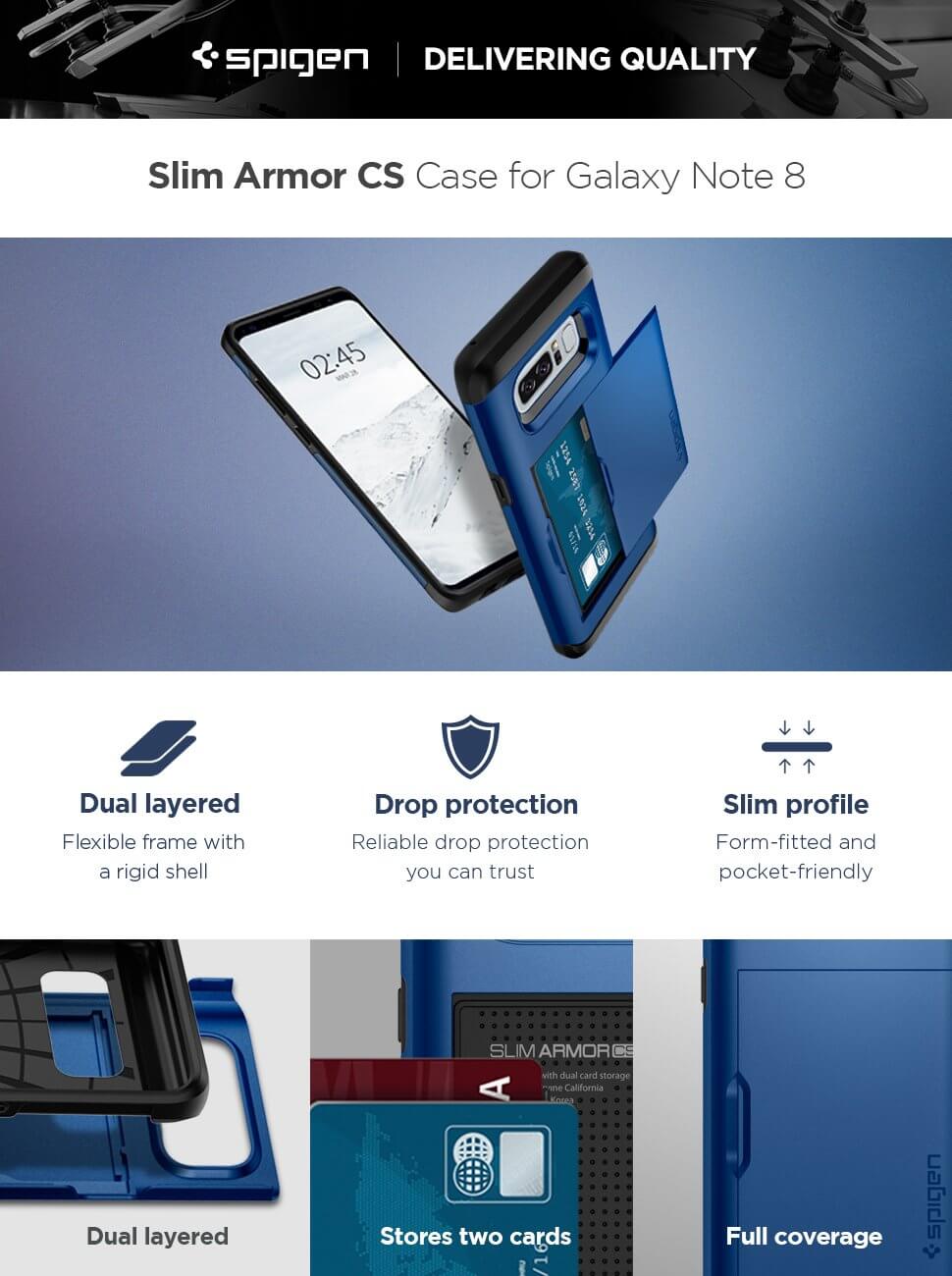 Spigen® Slim Armor CS™ 587CS22072 Samsung Galaxy Note 8 Case - Deep Sea Blue
