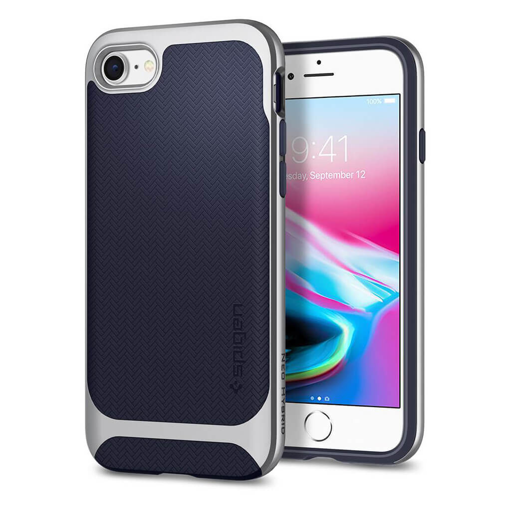 Spigen® Neo Hybrid™ Herringbone™ 054CS22199 iPhone SE (2022 / 2020) / 8 / 7 Case - Satin Silver