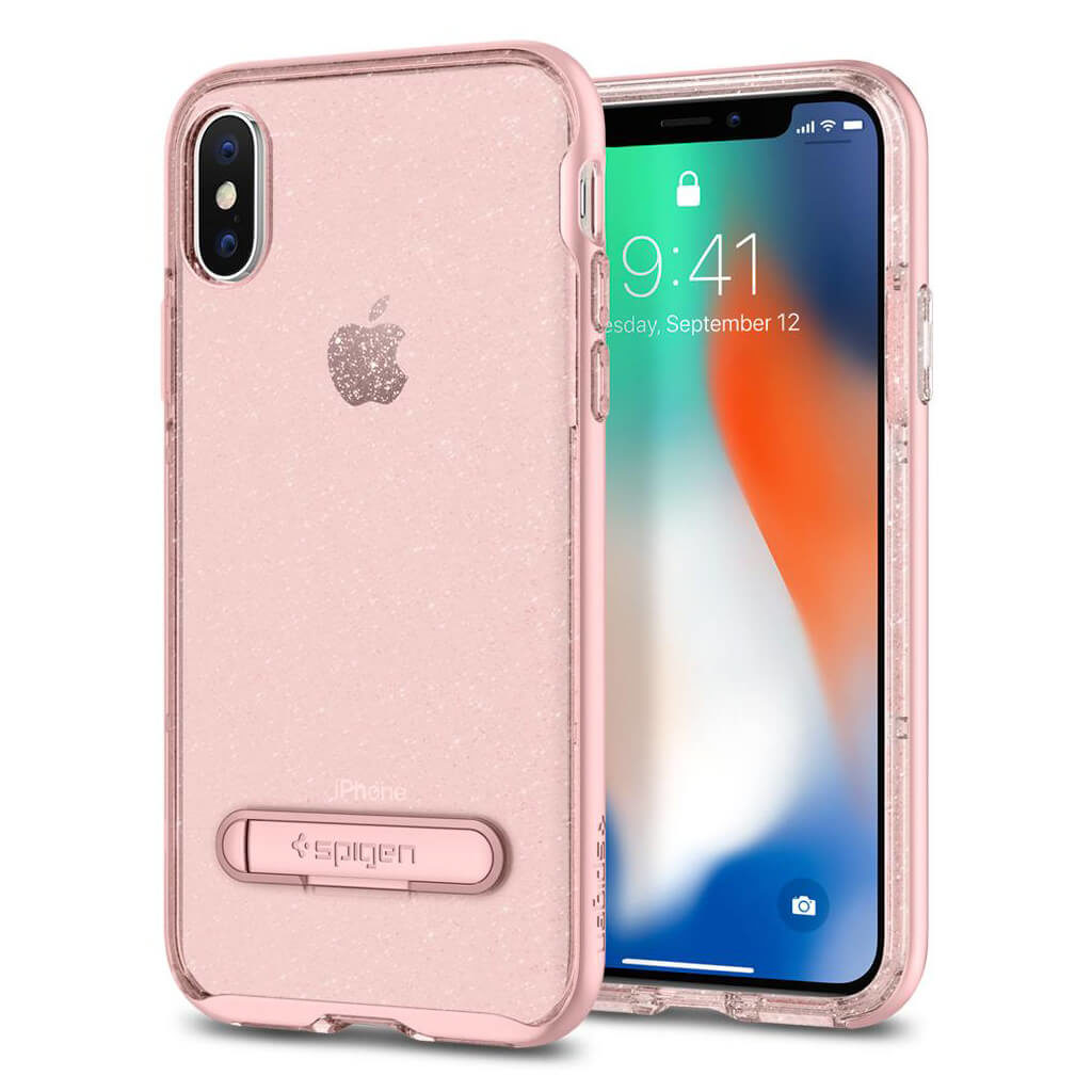 Spigen® Crystal Hybrid Glitter™ 057CS22150 iPhone X Case - Rose Quartz
