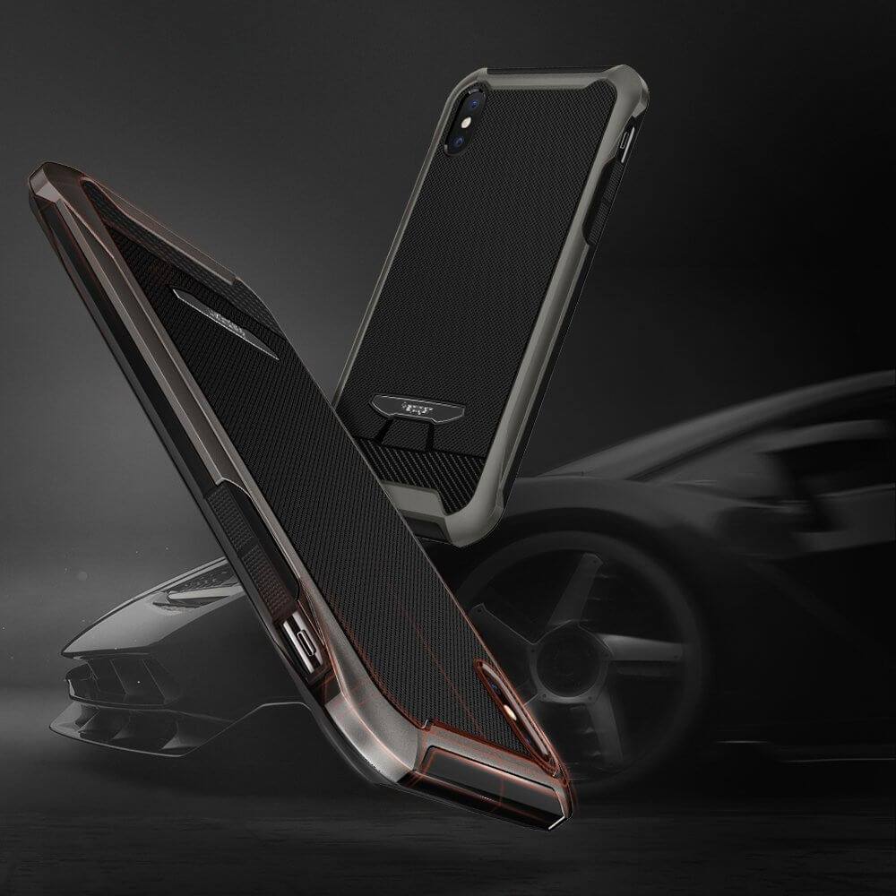 Spigen® Reventon™ 057CS22178 iPhone X Case with [x2Pack] Tempered Glass Screen Protector - Gunmetal