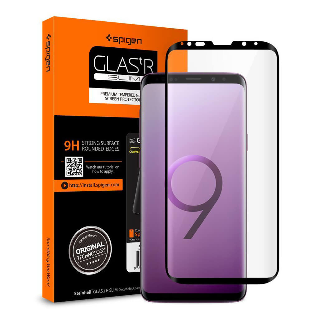 Spigen® GLAS.tR™ CURVED Samsung Galaxy S9 Full Cover Premium Tempered Glass Screen Protector