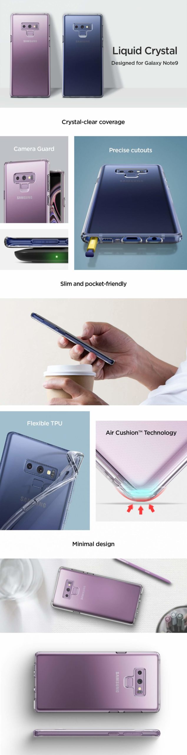 Spigen® Liquid Crystal™ 599CS24569 Samsung Galaxy Note 9 Case - Crystal Clear