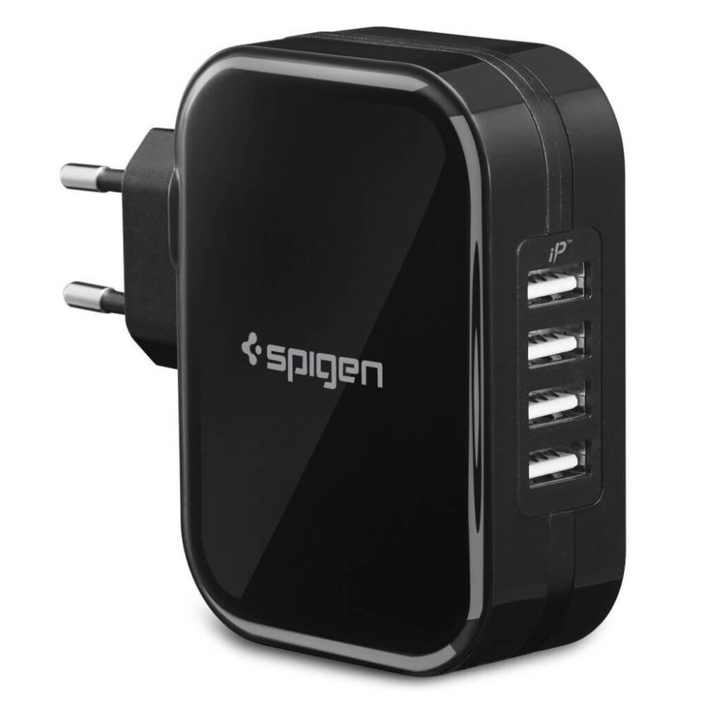 Spigen® Essential® F401 000AD23962 4xUSB Wall Charger - Black