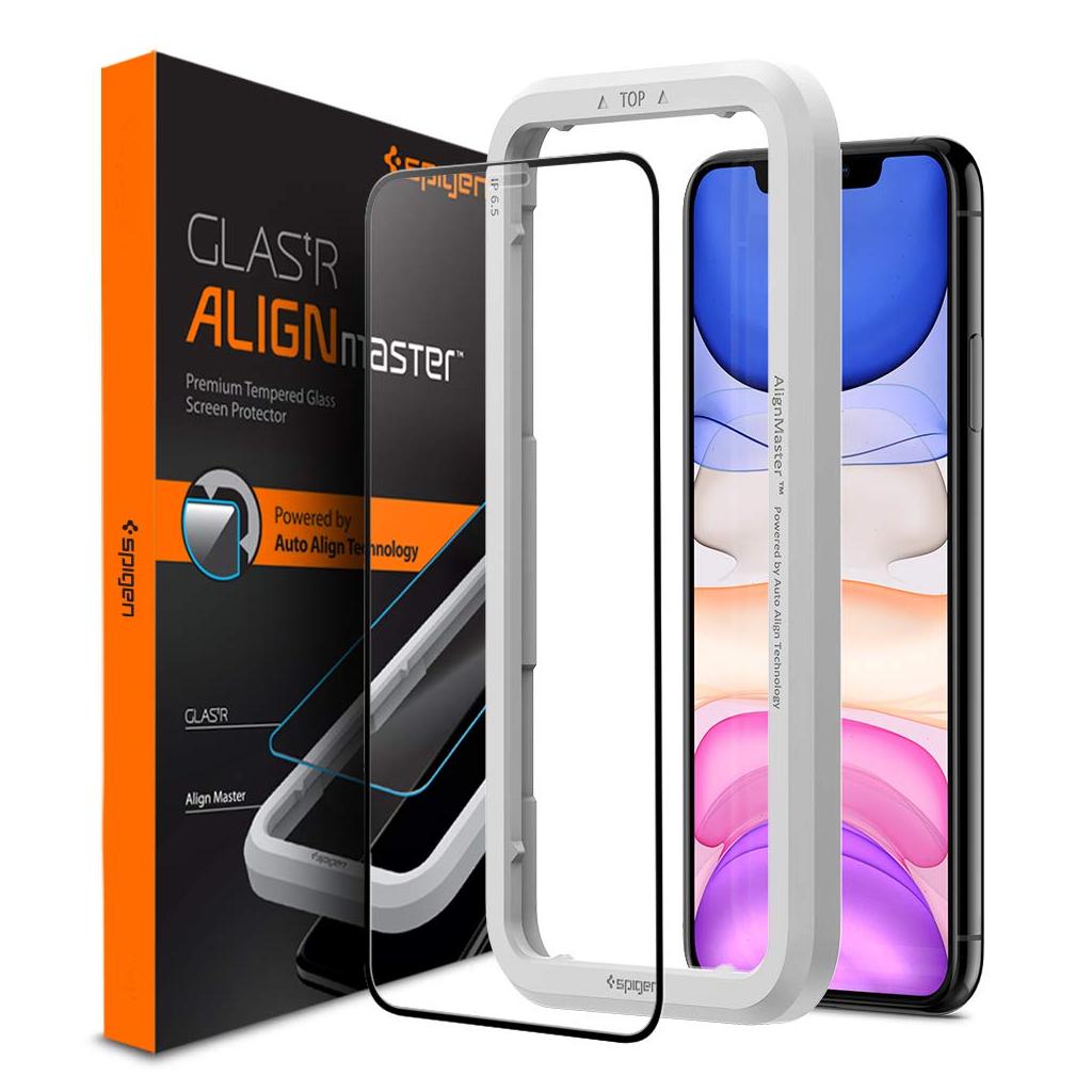 Spigen® GLAS.tR ALIGNmaster™ Full Cover AGL00106 iPhone 11 / XR Premium Tempered Glass Screen Protector