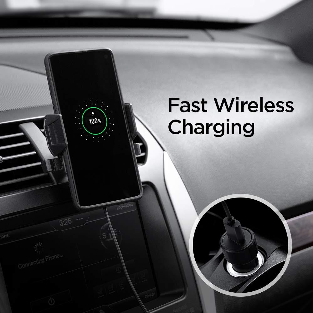 Spigen® Essential® X35W 000CG22761 Fast Wireless Car Charger with Air Vent Holder - Black