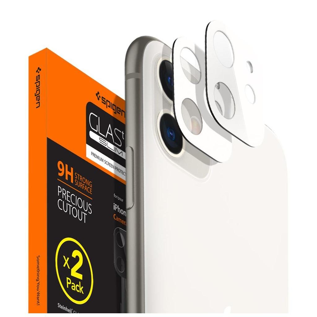 Spigen® x2Pack GLAS.tR™ AGL00507 iPhone 11 Full Cover Premium Tempered Glass Camera Lens Screen Protector – White