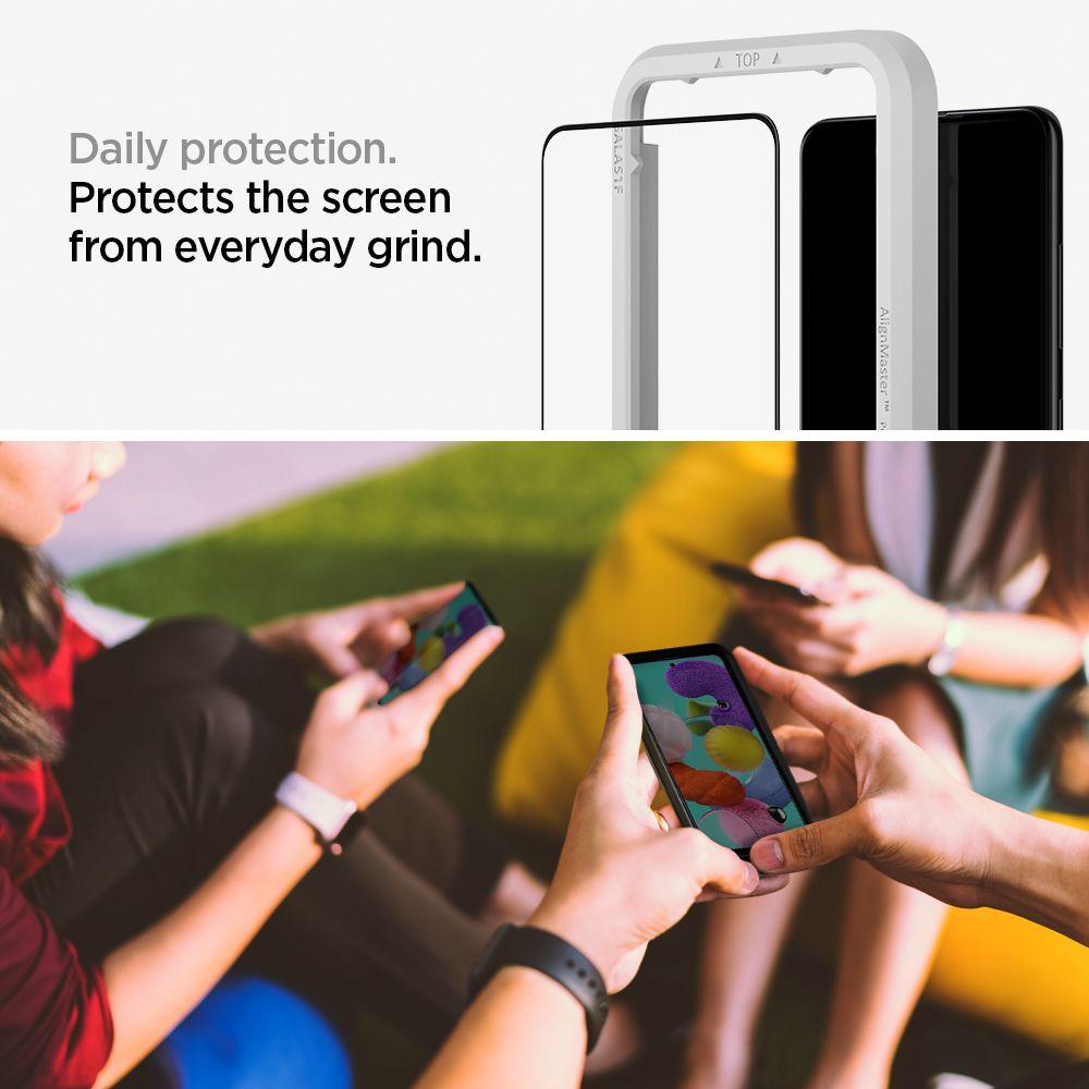 Spigen® GLAS.tR ALIGNmaster™ Full Cover AGL01051 Samsung Galaxy A51 Premium Tempered Glass Screen Protector
