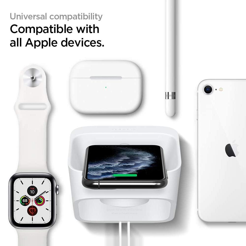 Spigen® S316 AMP01000 Apple 2-in-1 iPhone & Apple Watch Stand - White